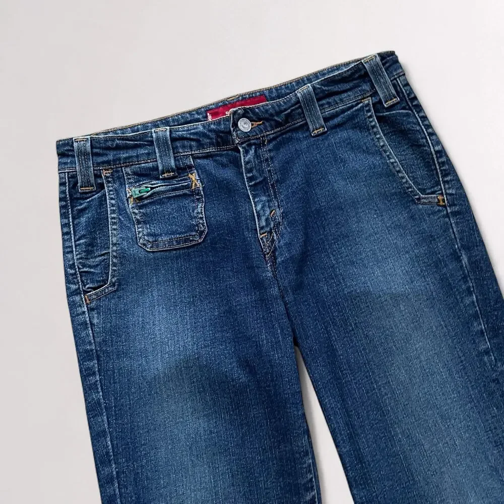 Vintage Levis Early Y2K Superlow Bootcut Denim Jeans 32x32 Low Rise Blue Grunge - Picture 6 of 12